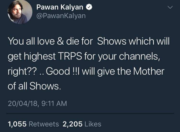 Pawan Kalyan hits back at Sri Reddy, RGV, says 'I will give the mother of all shows' to TV Channels