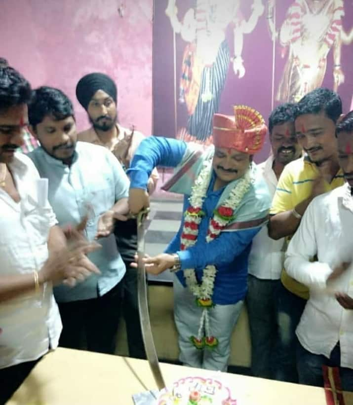 BJP leader cuts birthday cake with sword, displays picture on WhatsApp