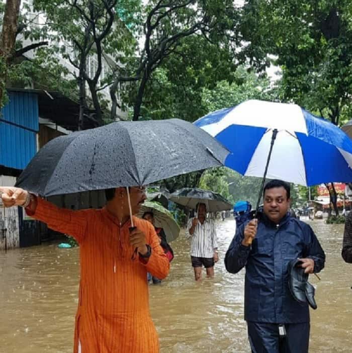 BJP spokesperson Sambit Patra's photo wading through Mumbai waters goes viral, gets trolled