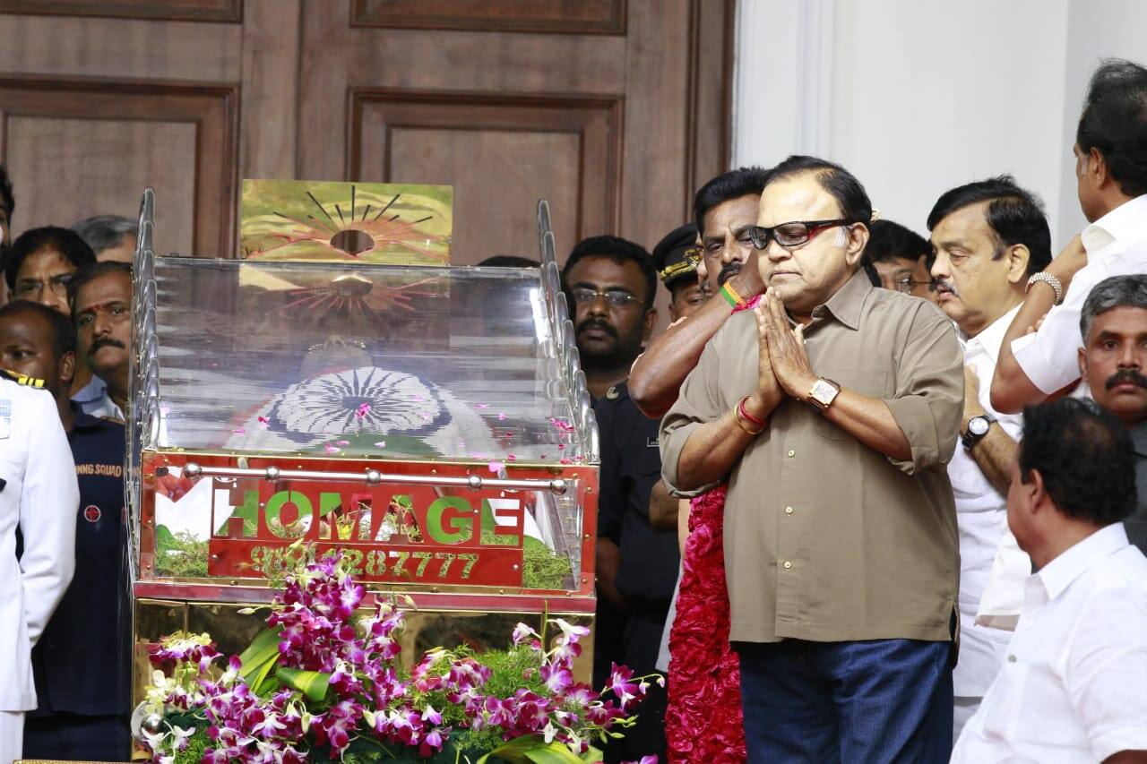 one to can beat Karunanidhi in Art and literature - Actor Sivakumar and Surya paid respect