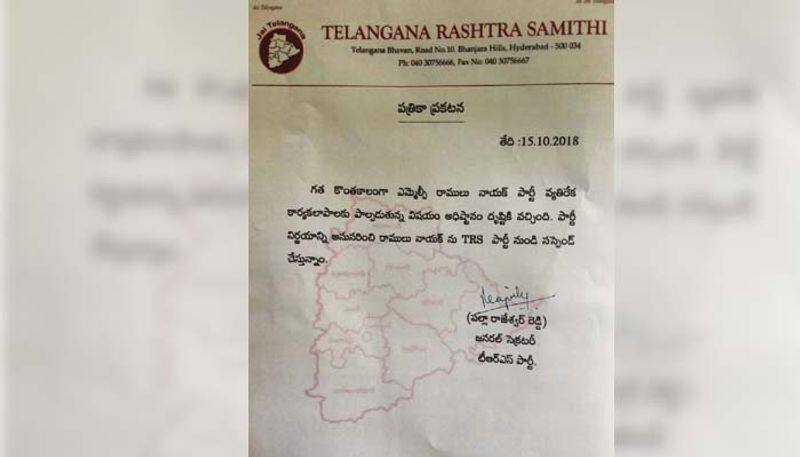 Ramulu naik suspended from trs