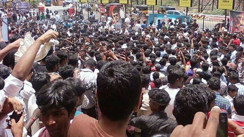 Fans waiting for the night...Ajith