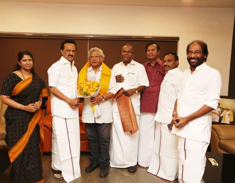 "We're With DMK For 2019 Polls": Sitaram Yechury After Meeting MK Stalin