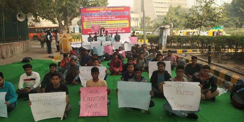 NIT Uttarakhand  200 students protest Jantar Mantar demand permanent campus