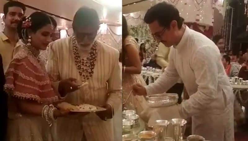 Thugs of Hindostan stars Amitabh Bachchan Aamir Khan serve food at Isha Ambani reception