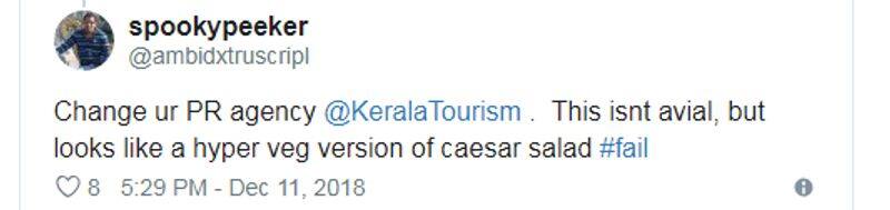 kerala tourisms twitter about avial went viral