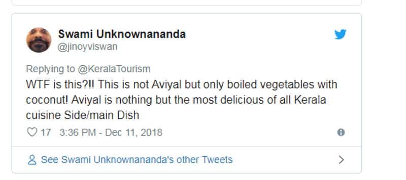 kerala tourisms twitter about avial went viral