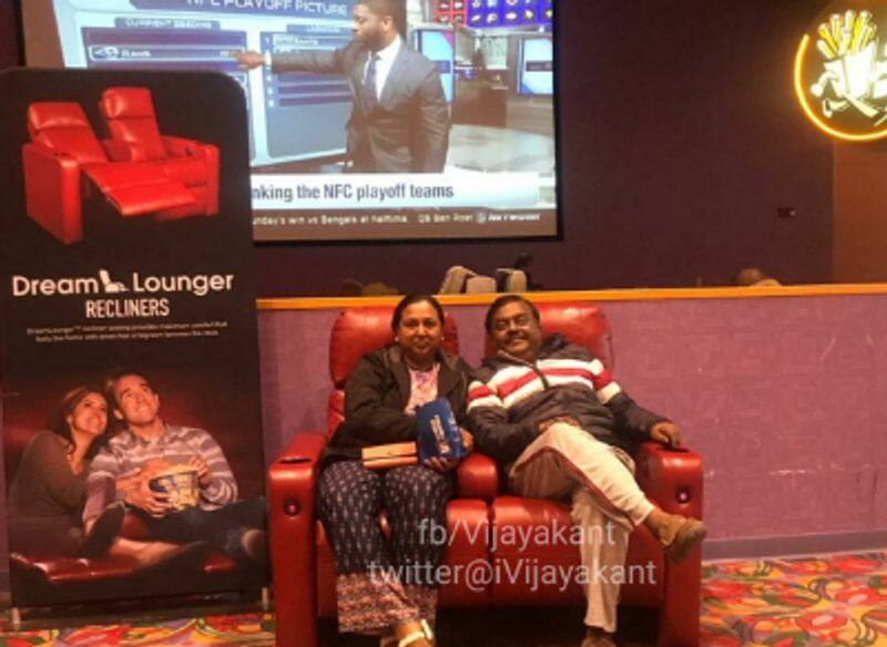 vijayakanth watch the movie in inox theater in america