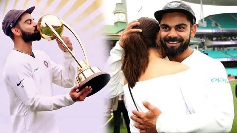 virat kohli anushka sharma celebrate winning of indian cricket team in test series