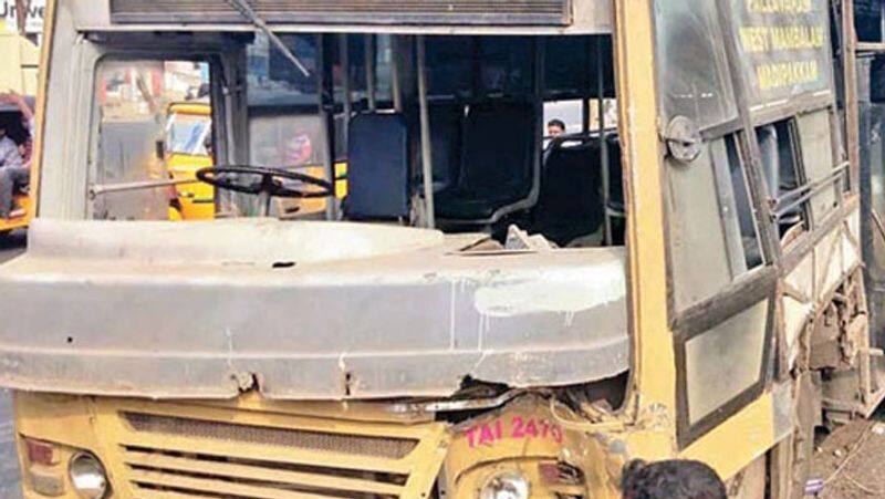 chennai Run away Municipal bus collide..Car damage