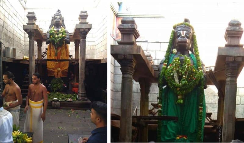 Anjaneyar temple priest fall down from 8 feet stage after he perform pooja