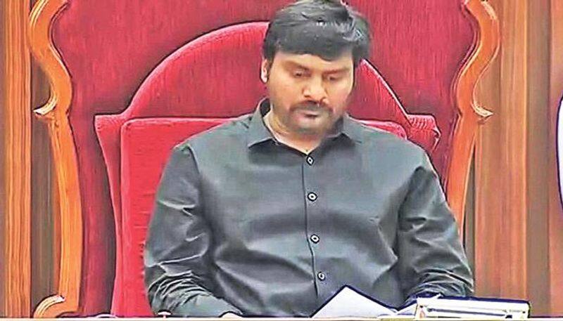 mla aditya insulted speaker seat in ap asselmbly