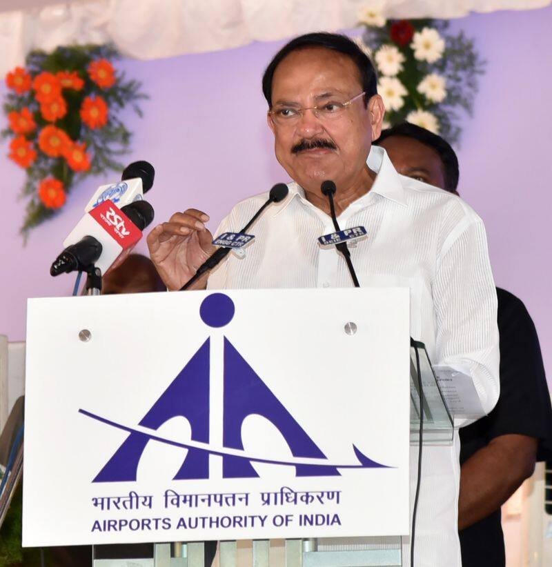 Vice President lays stone for Tirupati runway expansion