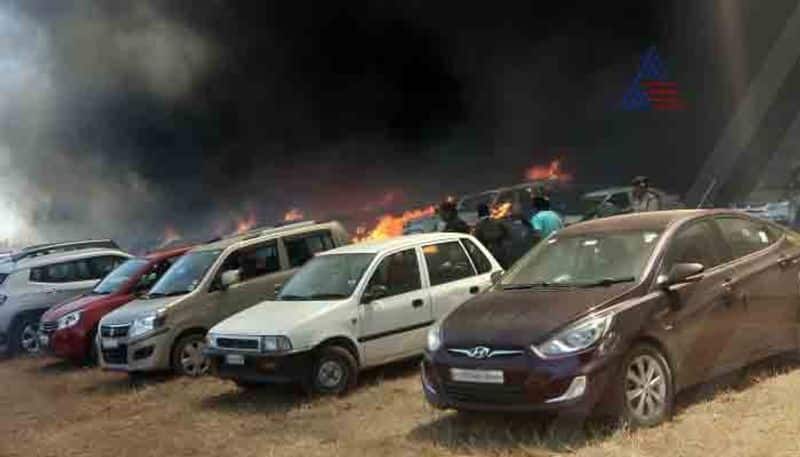cars caught fire in bangalore