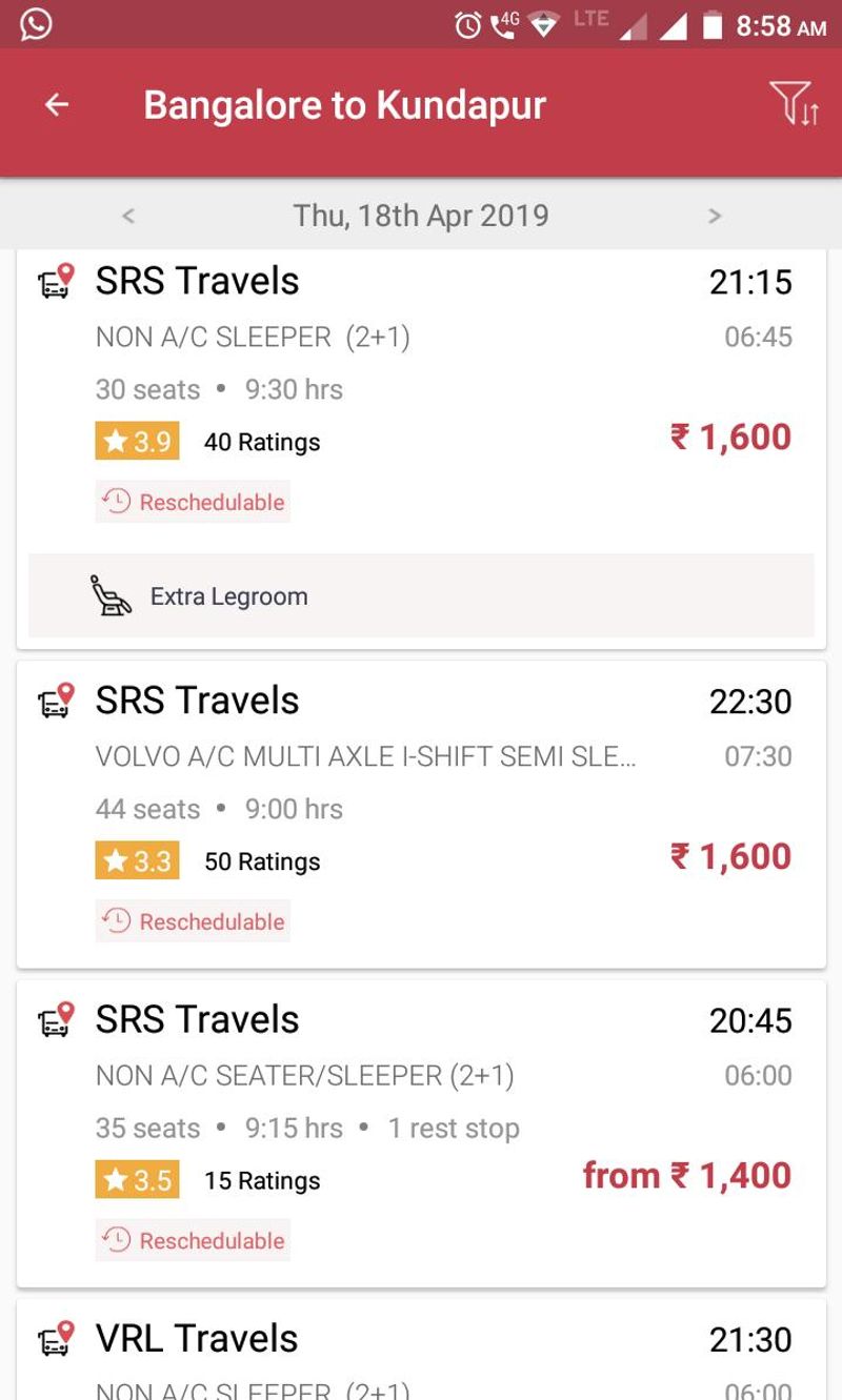 srs bus tickets price