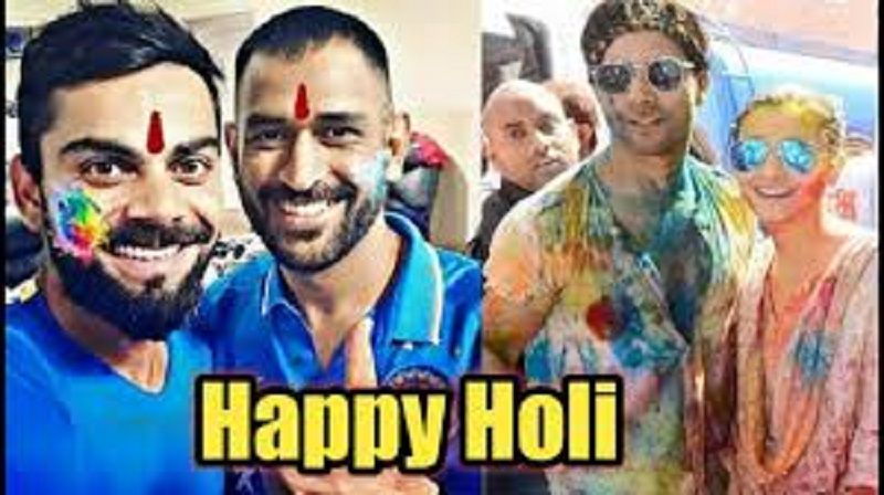 India Cricketer celebrating holi festival with foreigner players