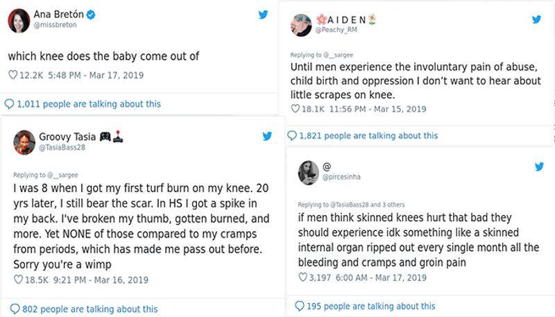 Man gets ripped off on twitter for comparing Period Pain To A Scrapped Knee Pain and asking the women to stop complaining