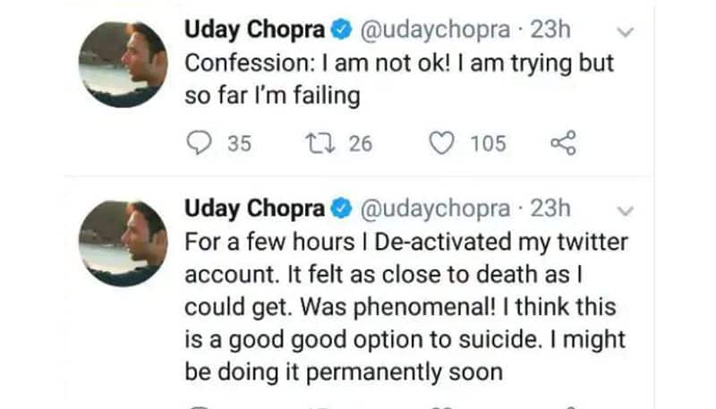 bollywood actor uday chopra tweets that he faces severe depression