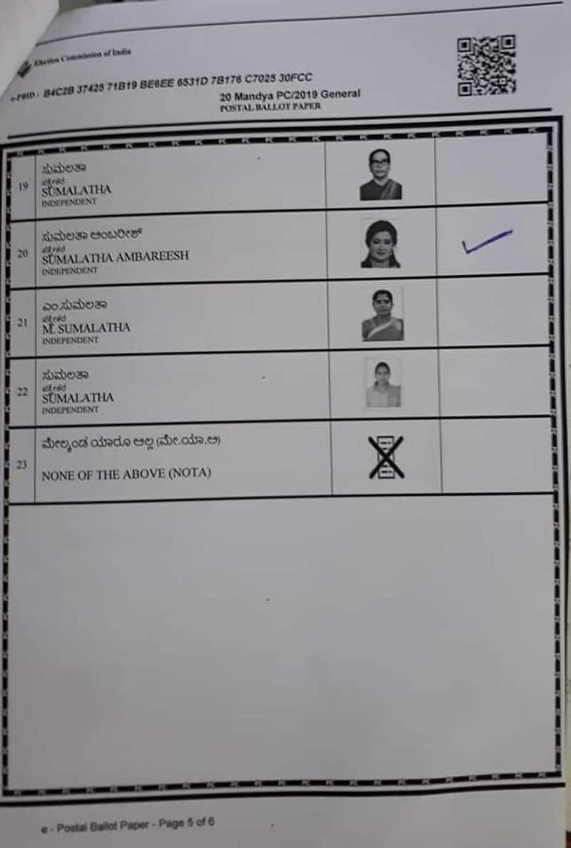 sumalatha ambareesh shares crpf soldier postal vote pictures
