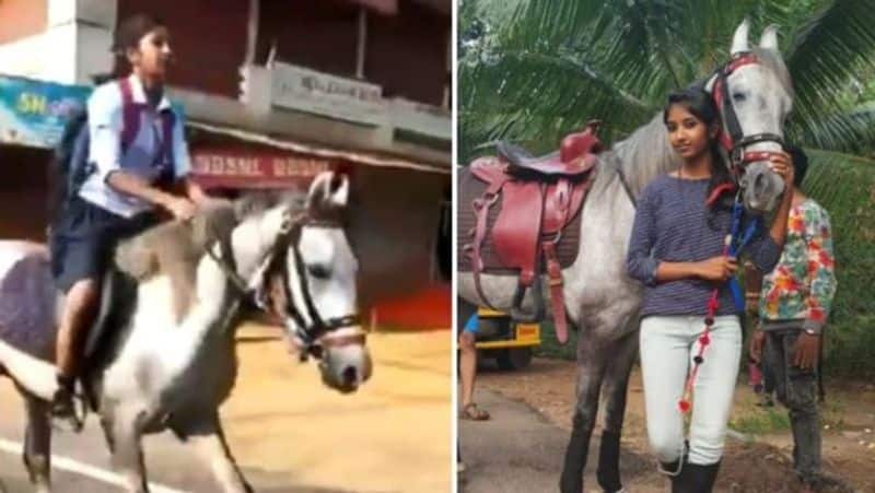 Class 10 girl horse ride exam hall twitterati impressed