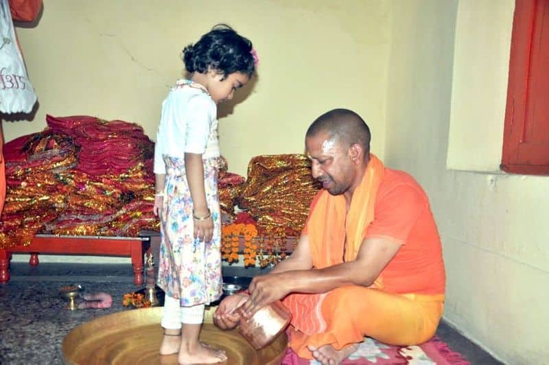 Uttar Pradesh Chief Minister Yogi Adityanath Did Kanya Poojan At Gorakhpur