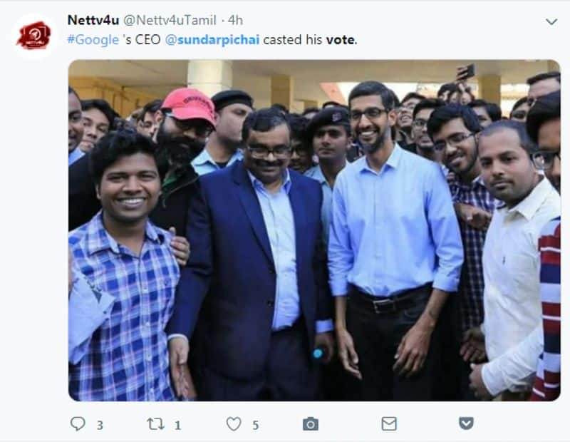 Viral Check post claiming Google CEO Sundar Pichai cast his vote in India is fake