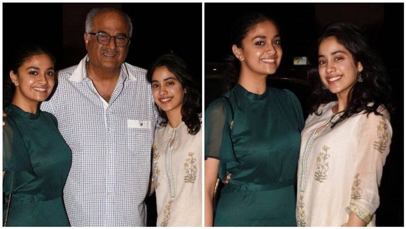 keerthy Suresh bonds with Janhvi and Boney Kapoor in Mumbai