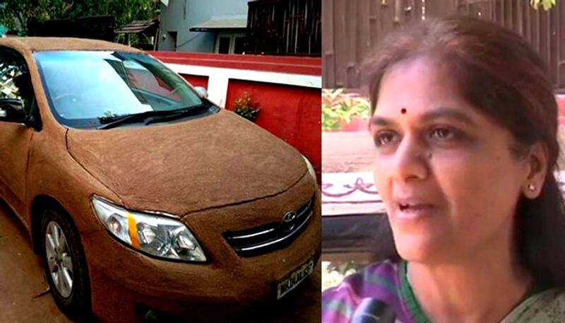 Doctor coats his Mahindra XUV500 with cow dung to cool it
