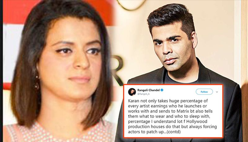 kangana ranaut sister rangoli take a dig at karan johar