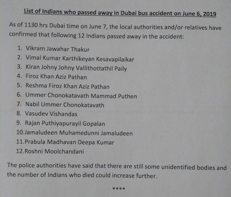 12 Indians died in Dubai bus accident