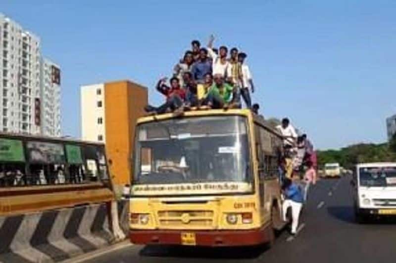 Bus day celebration by students in chennai