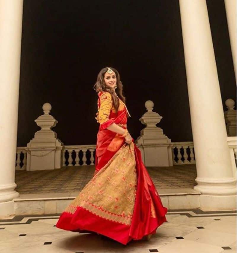 bhavanas new photos in red dress