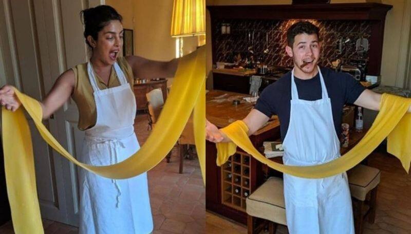 Priyanka Chopra and Nick Jonas cook pasta