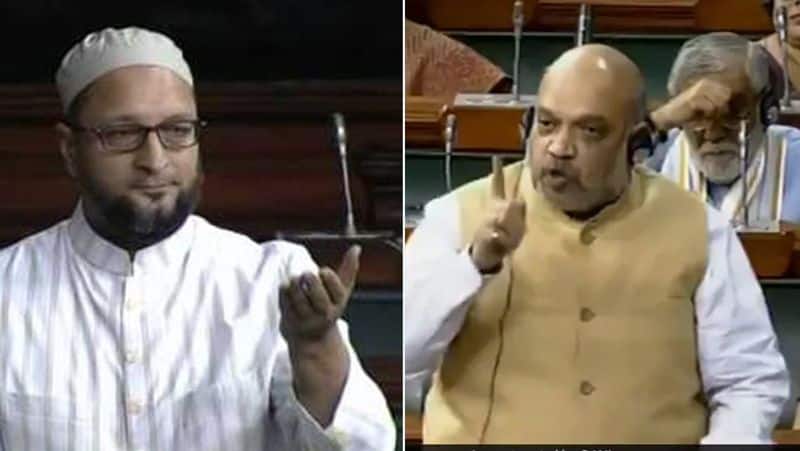 Amit Shah's fingers has frightened Owaisi in the parliament