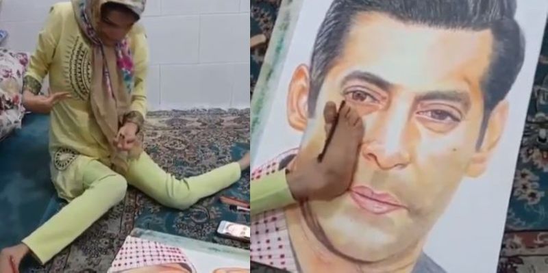 Salman Khan shares video on Instagram of specially-abled fan drawing his portrait using legs