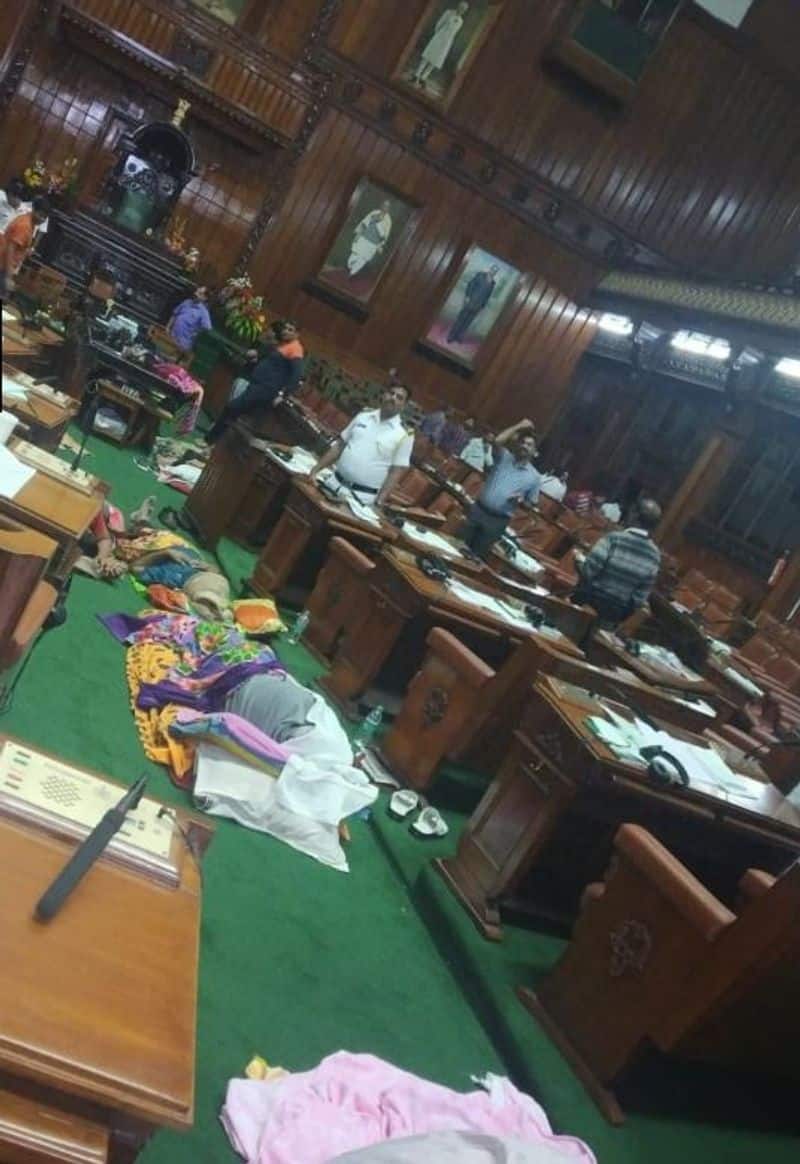 curious scenes in karnataka assembly amidst of political drama