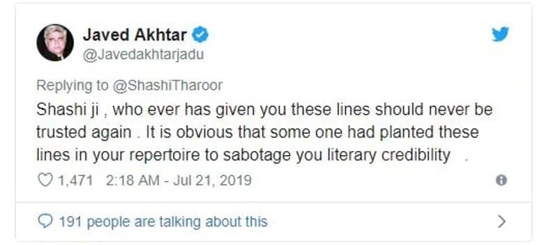 Tharoor makes twin gaffe with Ghalib verse, Akhtar corrects