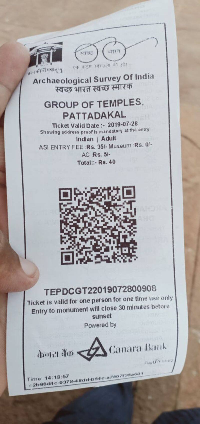 Tourist unhappy with Bagalkot Pattadakal Entrance fee Hike
