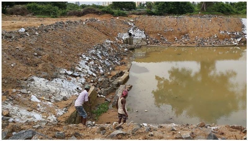 Reconstruction of collapsed pond within 3 months of construction Officers to contract