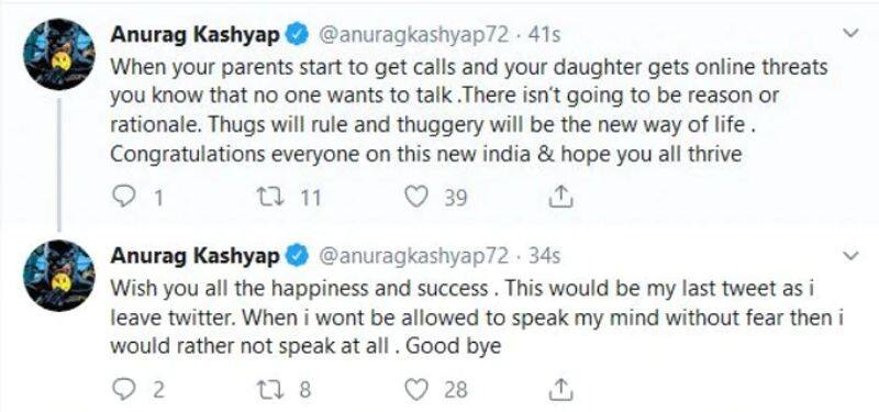director anurack kashyap leave the twitter