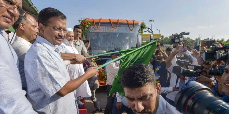 Arvind Kejriwal flags off 1000 hi tech buses with panic buttons CCTV cameras