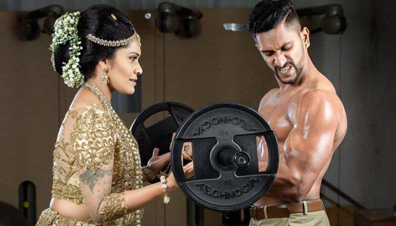 viral photoshoot of a wedding in a gym