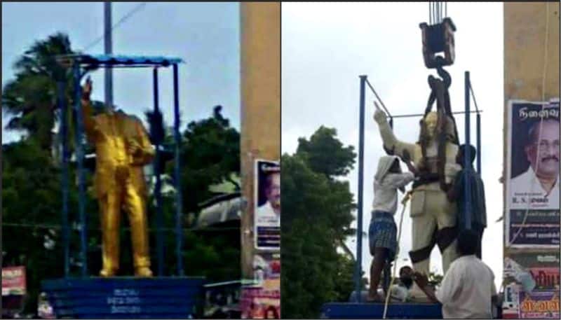 Tamil Nadu: Vandalised Ambedkar statue replaced within 12 hours in Vedaranyam