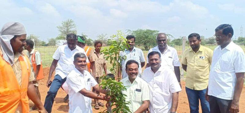 minister vijaya baskar participated in planting trees in karur