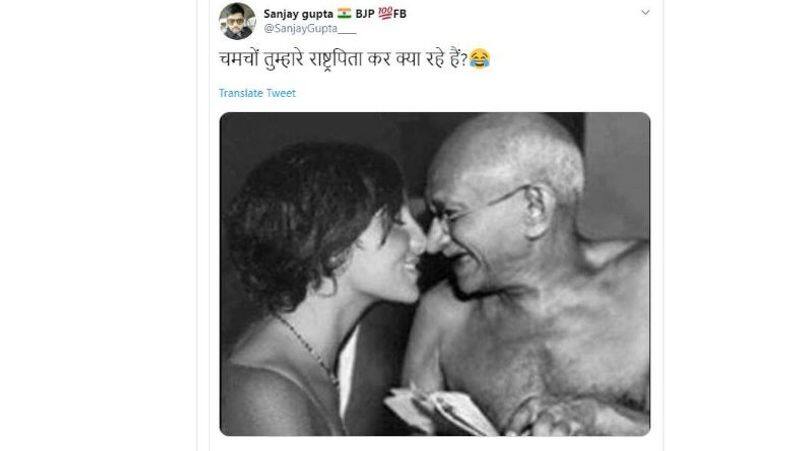 photoshoped image of mahatma gandhi spreading