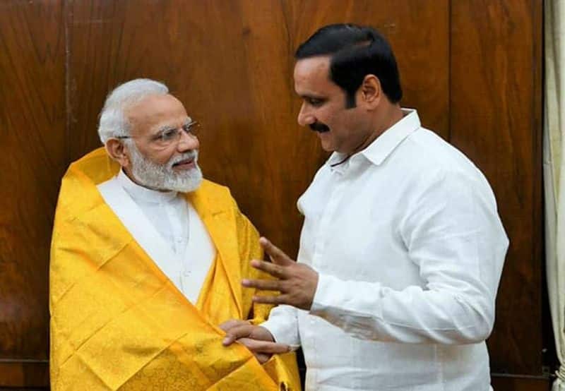 pmk founder ramadoss met modi with his house in morning and also gave petition