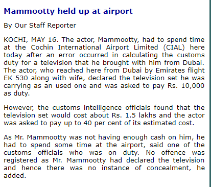 Mammootty arrested airport truth