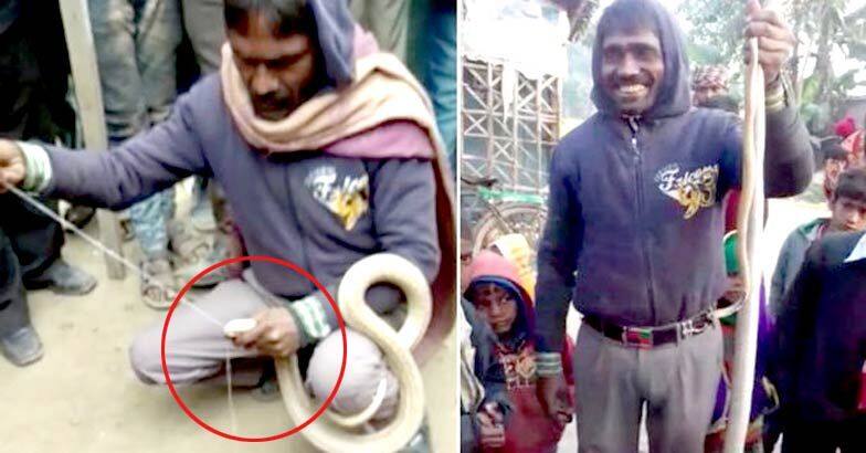 man tries to stitch snake mouth in bihar