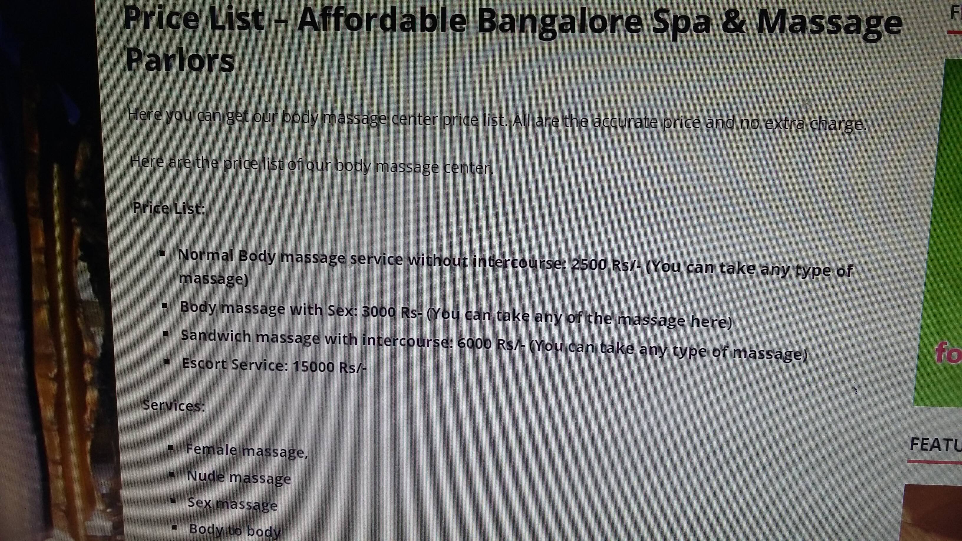 Bengaluru massage parlours offer sex