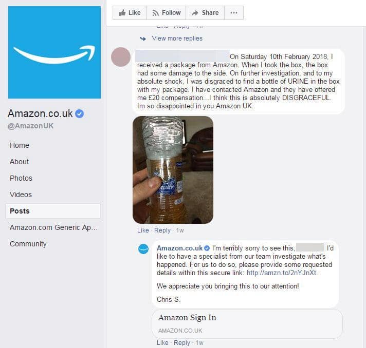 Amazon shopper finds bottle of urine in his damaged delivery box